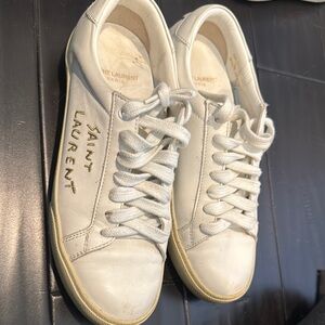 Saint Laurent Off-White Leather Sneakers